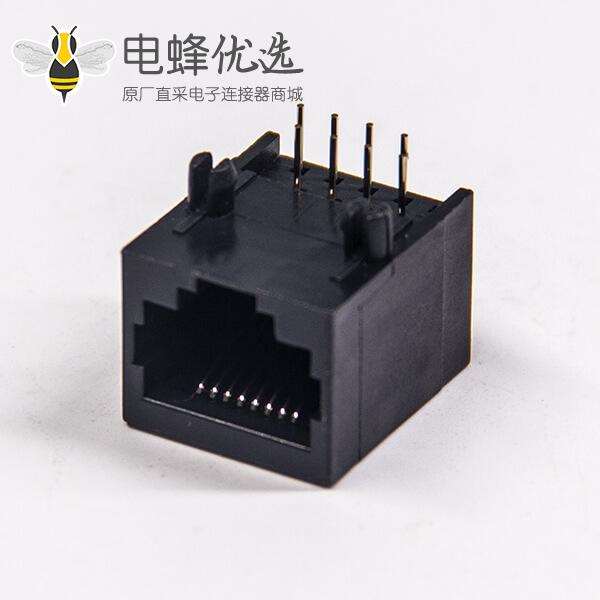 rj45座90度黑色塑胶外壳10p8c接PCB板不带屏蔽