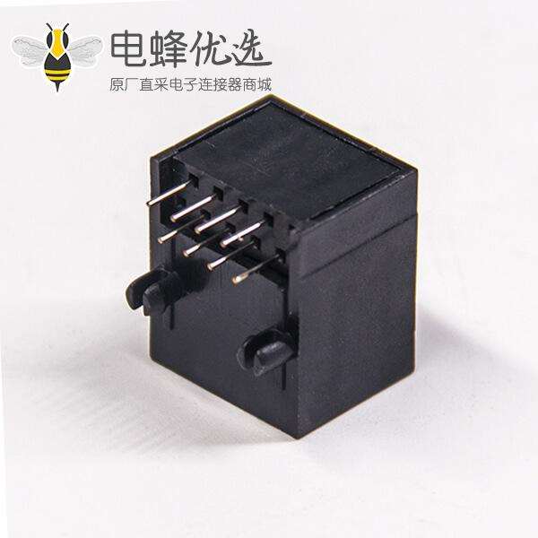 rj45座90度黑色塑胶外壳10p8c接PCB板不带屏蔽