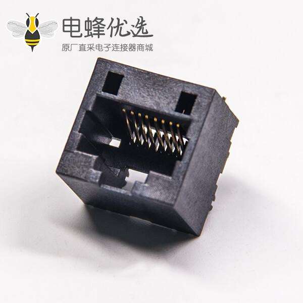 rj45母接插件180度超薄非屏蔽式8p8c黑色接口