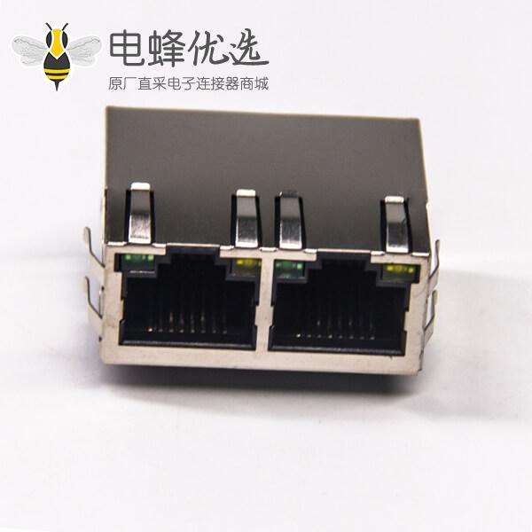 rj45网络接口带滤波器8p8c弯式插板6u"带灯带弹片