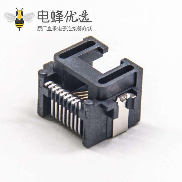 smt rj45接插件弯式90度中包带屏蔽不带滤波器