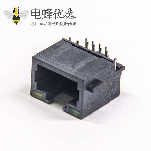 rj45带灯插座全塑弯式8p8c插件不带屏蔽穿孔式