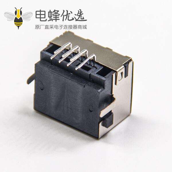 rj45沉板封装模块化连接器弯式带壳屏蔽不带灯插PCB板