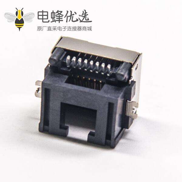 RJ45接口沉板式单口8p8c带屏蔽pcb板网络连接器