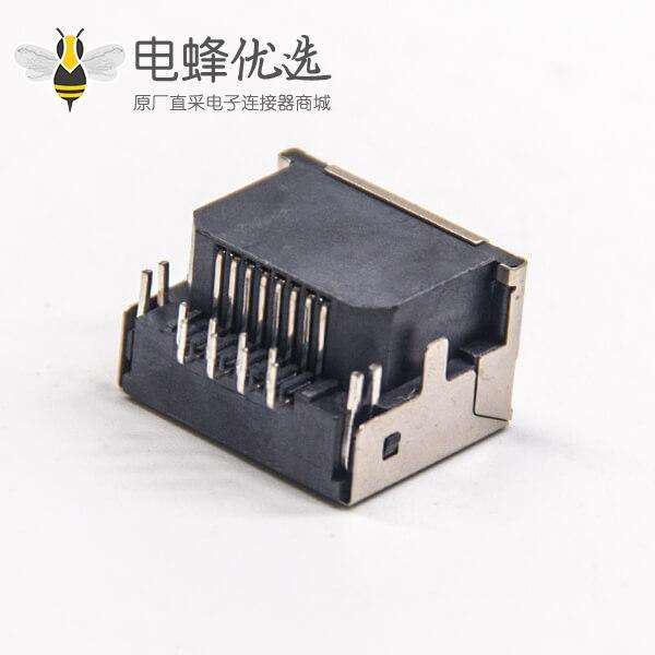 RJ45座8p8c屏蔽式单层1×1插pcb网络接口不带灯