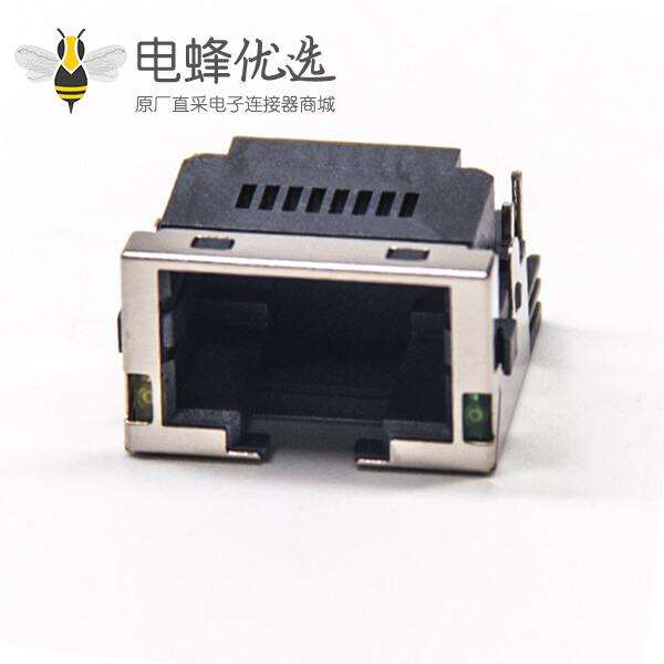 RJ45模块带灯左黄右绿插PCB板带屏蔽式网络连接器