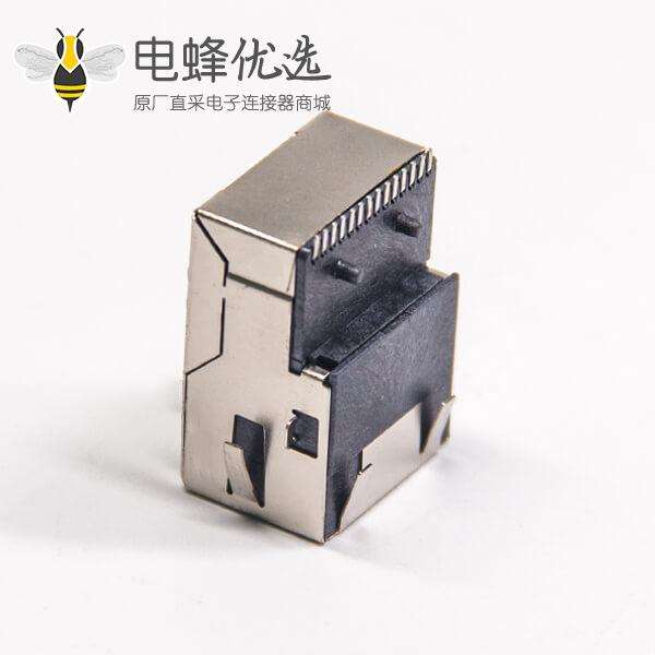 rj45 SMT带灯带弹片沉板式rj45网络接口插板