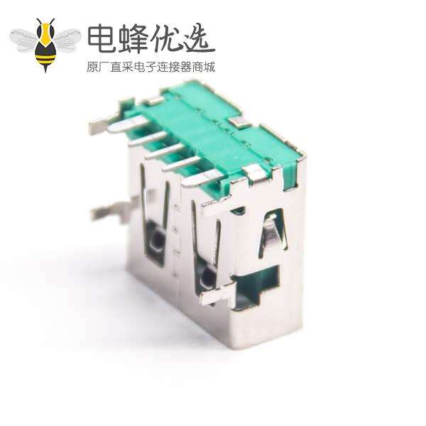 直角USB A母座90度绿色胶芯4p