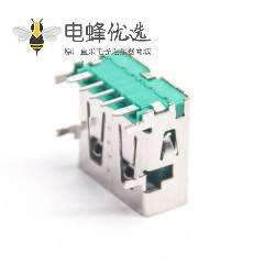 直角USB A母座90度绿色胶芯4p
