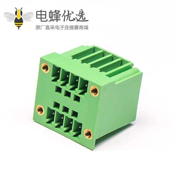 PCB八芯绿色接线端子方形穿墙式法兰安装端子座