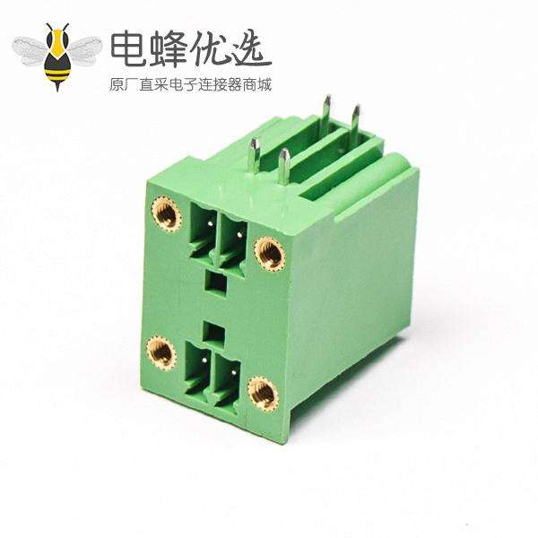 PCB绿色接线端子4芯直式4孔法兰方形面板安装穿墙式端子