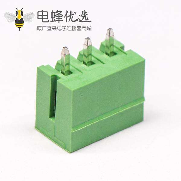 直弯针PCB接线端子3芯直式180度穿孔PCB板安装绿色端子