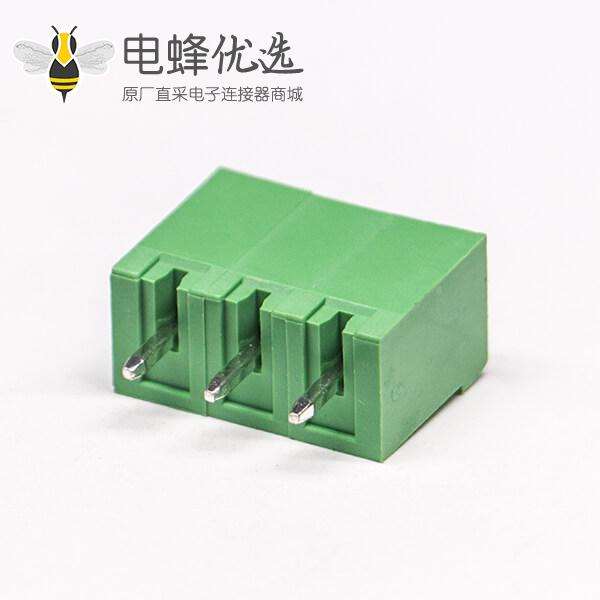 对插绿色接线端子直式3芯穿孔式直式插拔式绿色端子