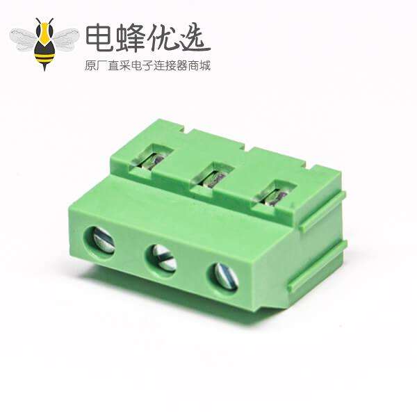 螺钉式多级接线端子3芯直式穿孔式接PCB板绿色