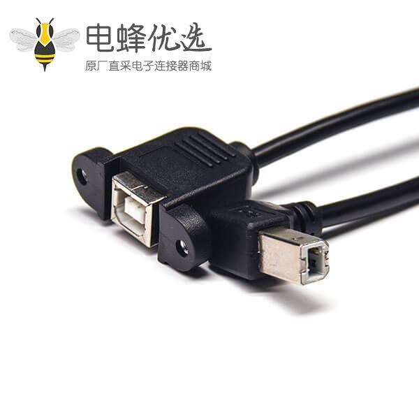 USB b母头带耳朵可固定对B型公头下弯头QTG连接线