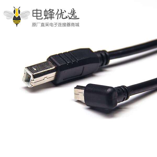 usb2.0线材usb type b直公头转micro usb上弯公头