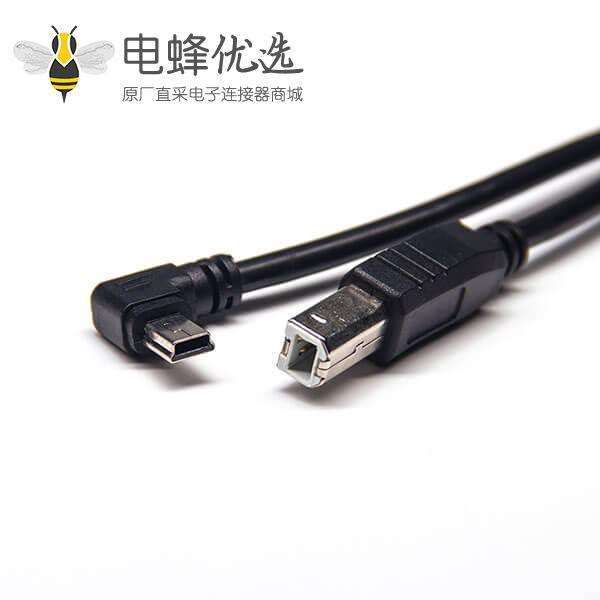 mini usb type b线材双公头usb b直式转mini usb左弯头