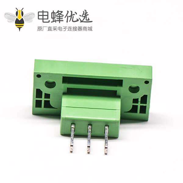 绿色端子台3芯带两个螺丝孔直式穿孔接线端子