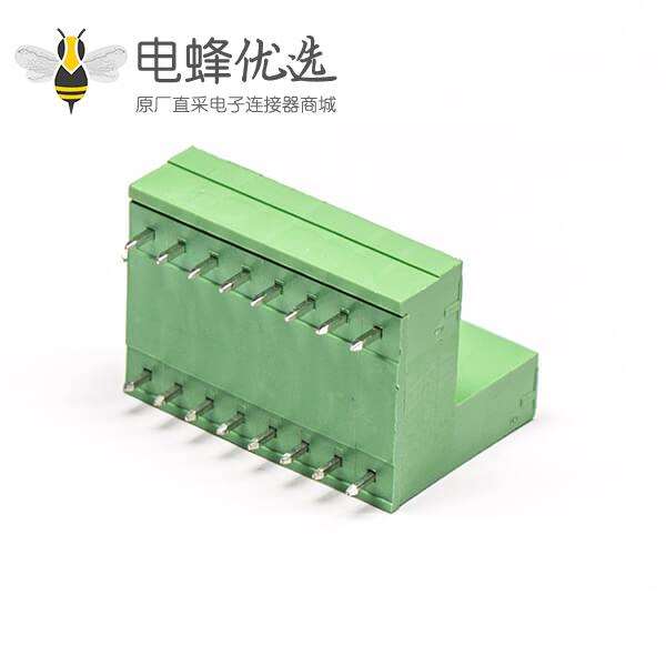 插拔式接线端子接线双排16芯直式穿孔对接式绿色端子