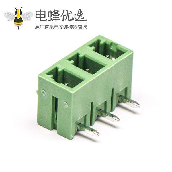 3pin绿色端子90度弯式PCB板穿孔式插拔式对接端子