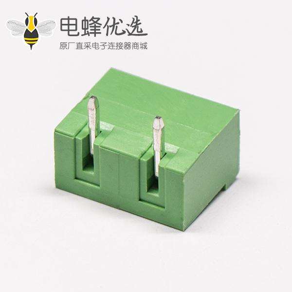 直弯针PCB接线端子2芯弯式穿孔PCB板绿色接线端子