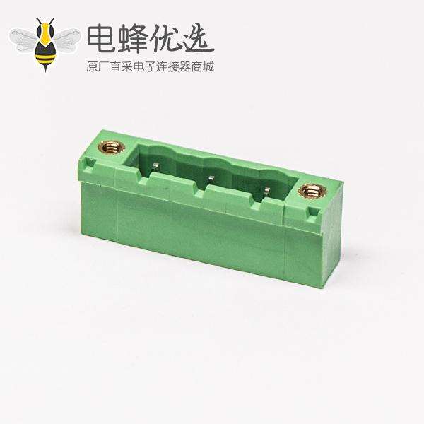 插拔式端子台3芯2孔法兰安装直式绿色端子座