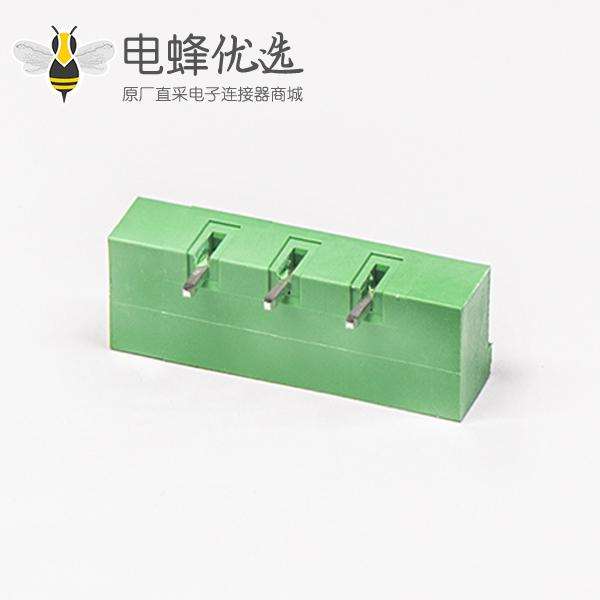 插拔式端子台3芯2孔法兰安装直式绿色端子座