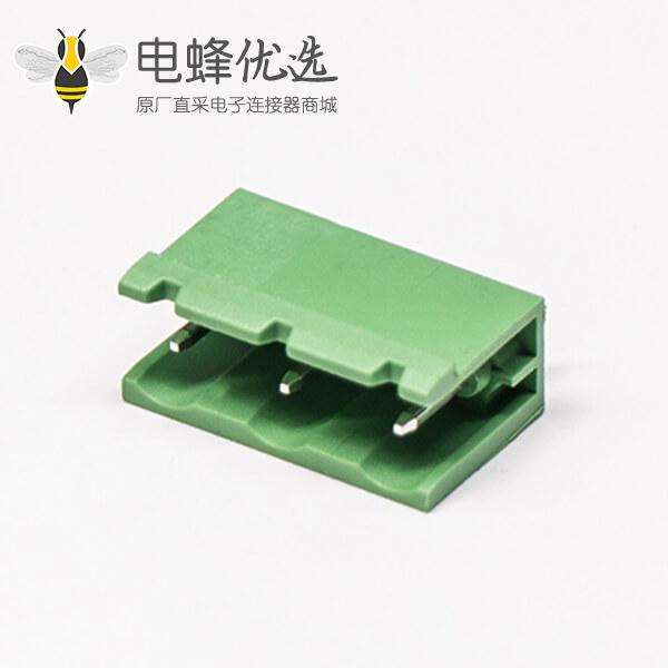 插拔式PCB接线端子3芯直式穿孔绿色端子插拔式