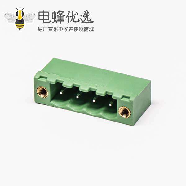 插拔式接线端子连接绿色穿孔直式插板2孔法兰安装