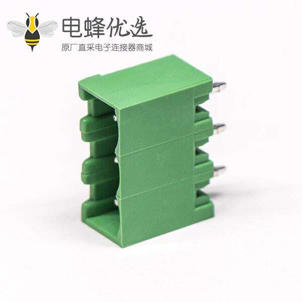 对插绿色接线端子直式3芯穿孔式直式插拔式绿色端子