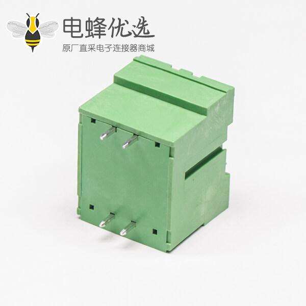 插拔式焊接端子4芯面板安装方形4孔法兰式绿色接线端子