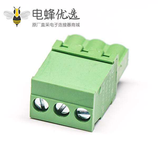插拔式接线端子绿色带螺钉直式插头接线连机器端子