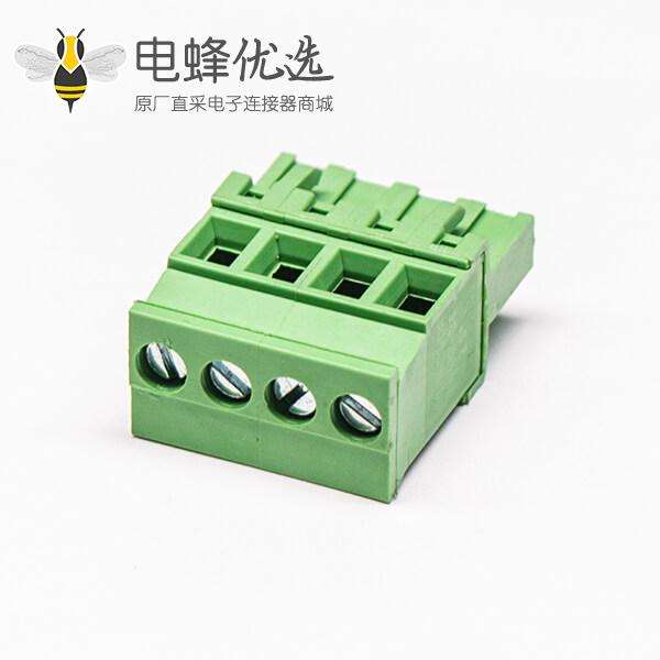 插头接线端子直式绿色插拔式4螺丝插头绿色端子直式