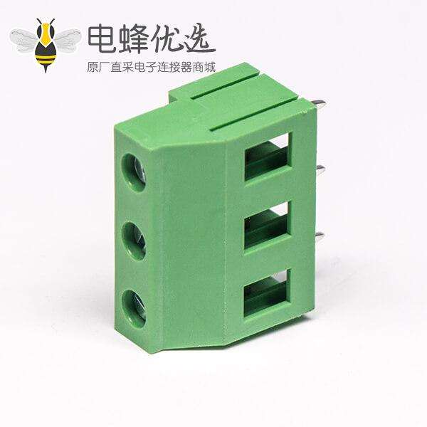 螺钉式多级接线端子3芯直式穿孔式接PCB板绿色