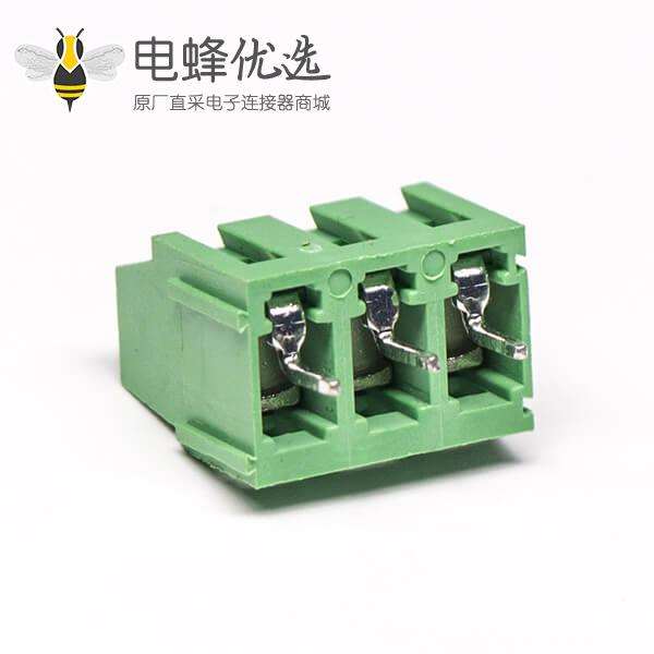 螺钉式接线端子排直式3芯接PCB板连接器绿色