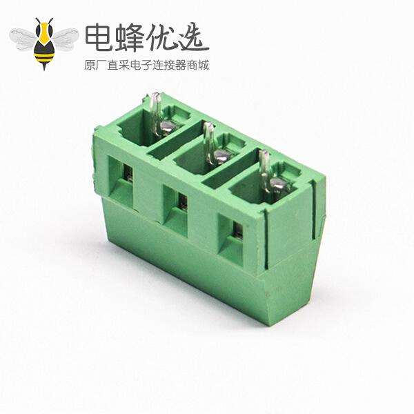 绿色的接线端子直式3芯穿孔式PCB板螺钉式连接器