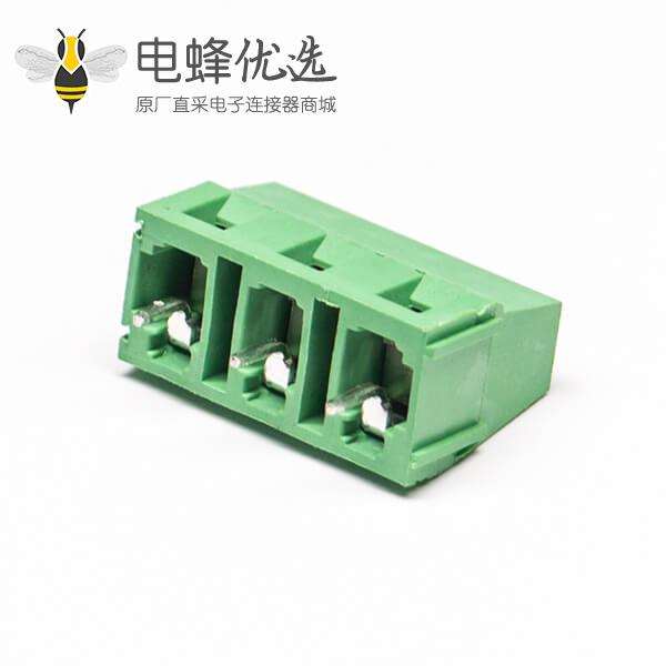 绿色的接线端子直式3芯穿孔式PCB板螺钉式连接器