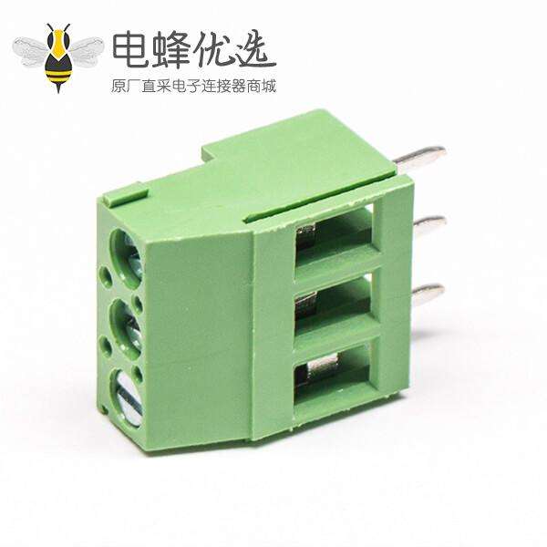 螺钉式端子3芯绿色直式穿孔式插PCB板端子接接线