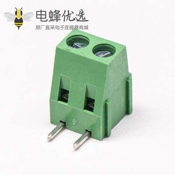 2芯接线端子绿色弯式插PCB板螺钉式端子接线