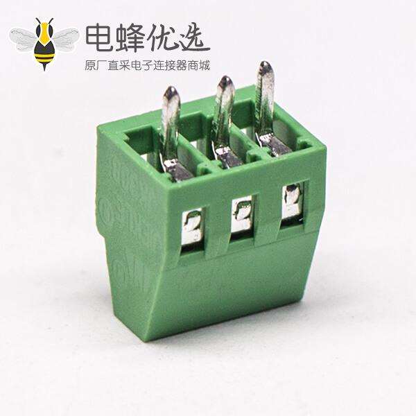 绿色端子螺钉式直式3芯穿孔式接PCB板