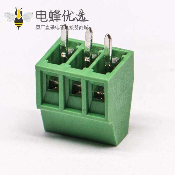 绿色端子螺钉式直式3芯穿孔式接PCB板