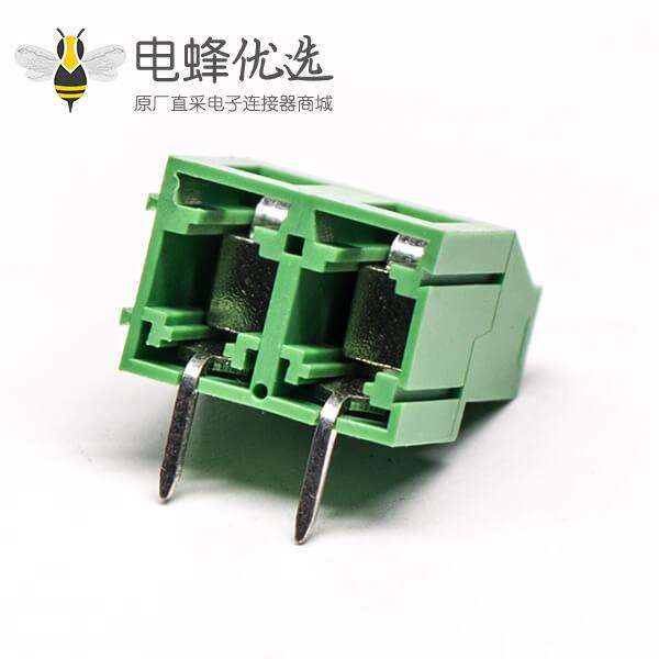 两芯绿色端子螺钉式弯式穿孔式接PCB板