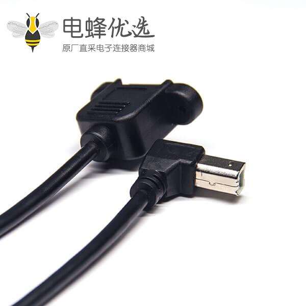 USB b母头带耳朵可固定对B型公头下弯头QTG连接线