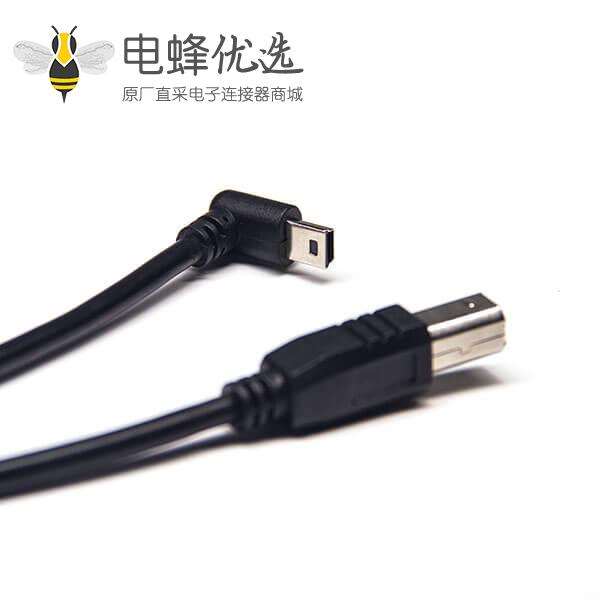 usb2.0线材usb type b直公头转micro usb上弯公头