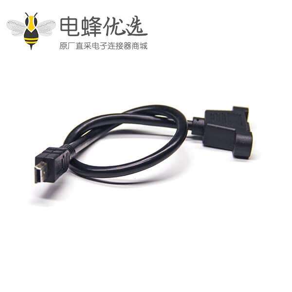 mini usb 接口直式公对公usb2.0黑色转接线带螺丝孔