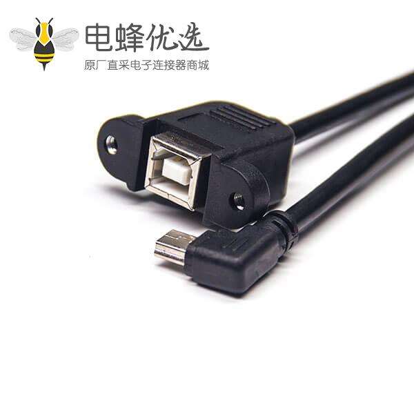 Mini USB右弯头公转USB Type B直母头带螺丝孔原厂直发