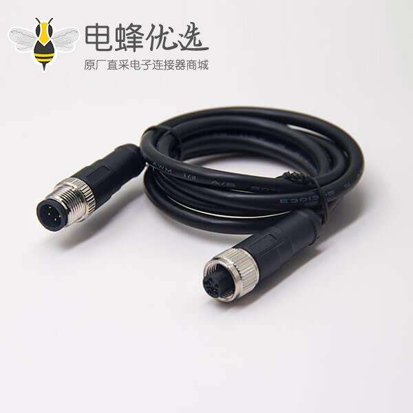 c型螺纹m12 5芯直式公对母插头传感器电缆