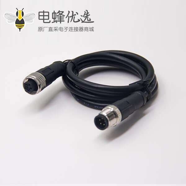 c型螺纹m12 5芯直式公对母插头传感器电缆