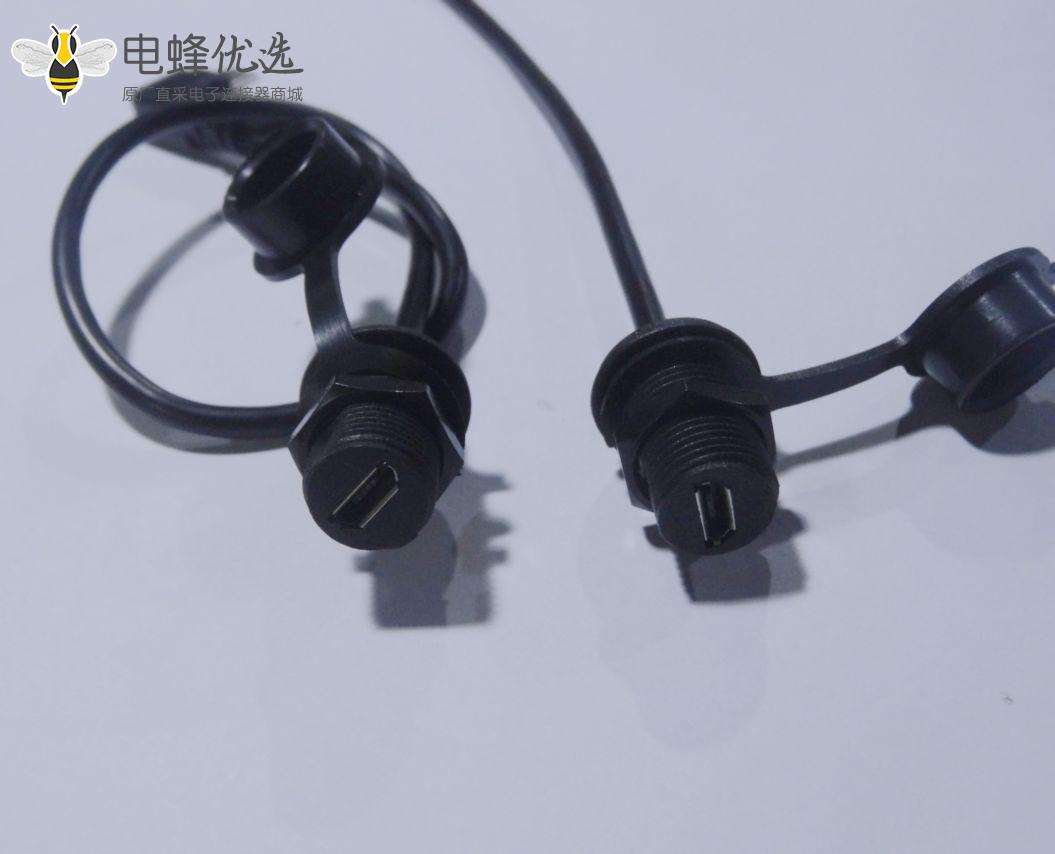 MicroUSB 5P母防水-MicroUSB 5P 公90右弯头 连接线