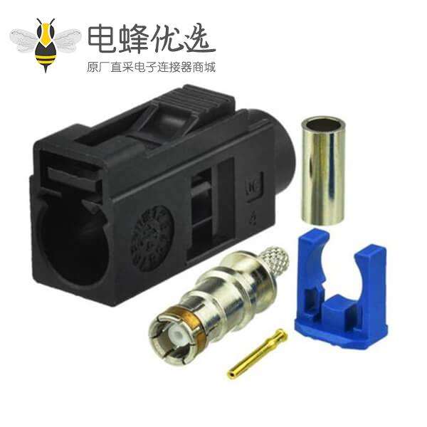 Fakra接头母头A型车载音响收音机黑色焊接线RG316 RG174连接器